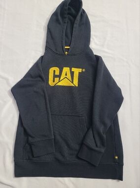 Youth Caterpillar Black Hoodie with Yellow CAT Logo
